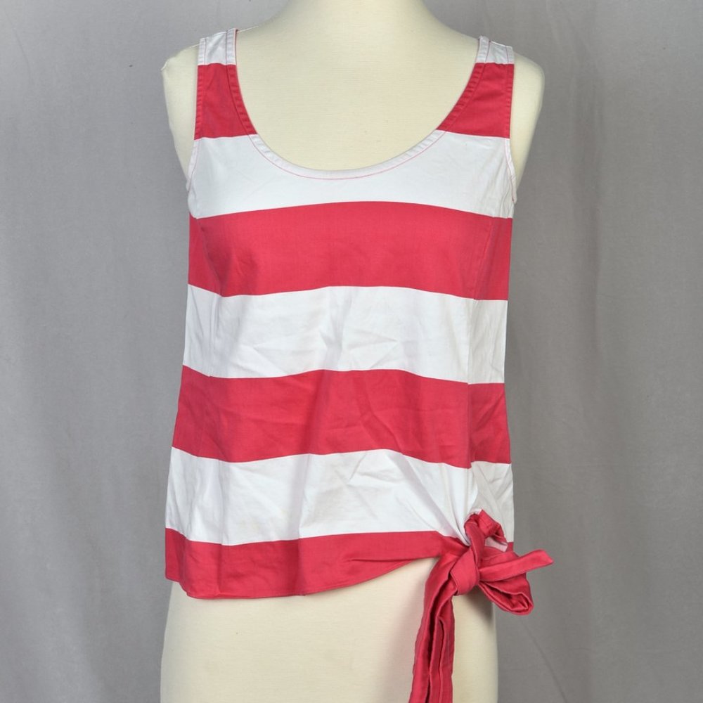 Vineyard Vines Pink Striped Crew Neck Side Tie Tank Top Size 2 {EX+}